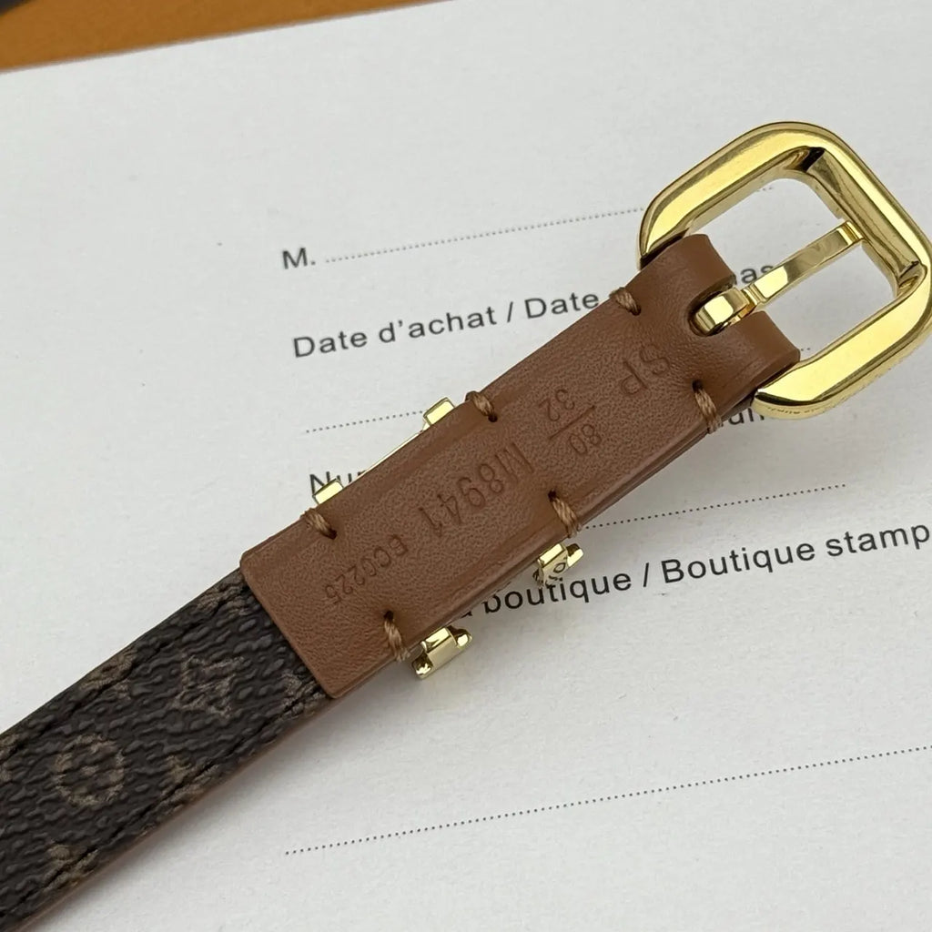 Louis Vuitton Tan Leather Narrow Belt - Hình 6