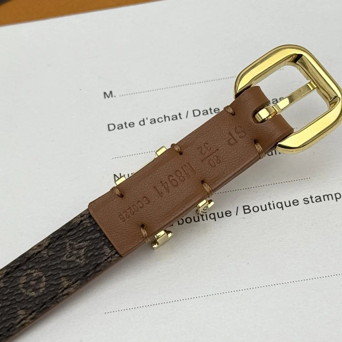 Louis Vuitton Tan Leather Narrow Belt - Hình 6
