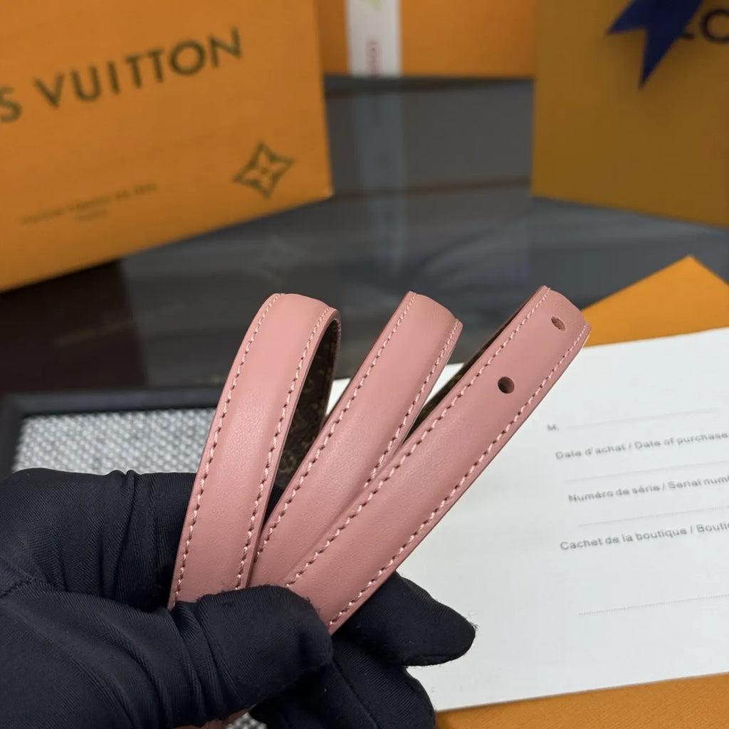Louis Vuitton Pink Leather Skinny Belt - Hình 4