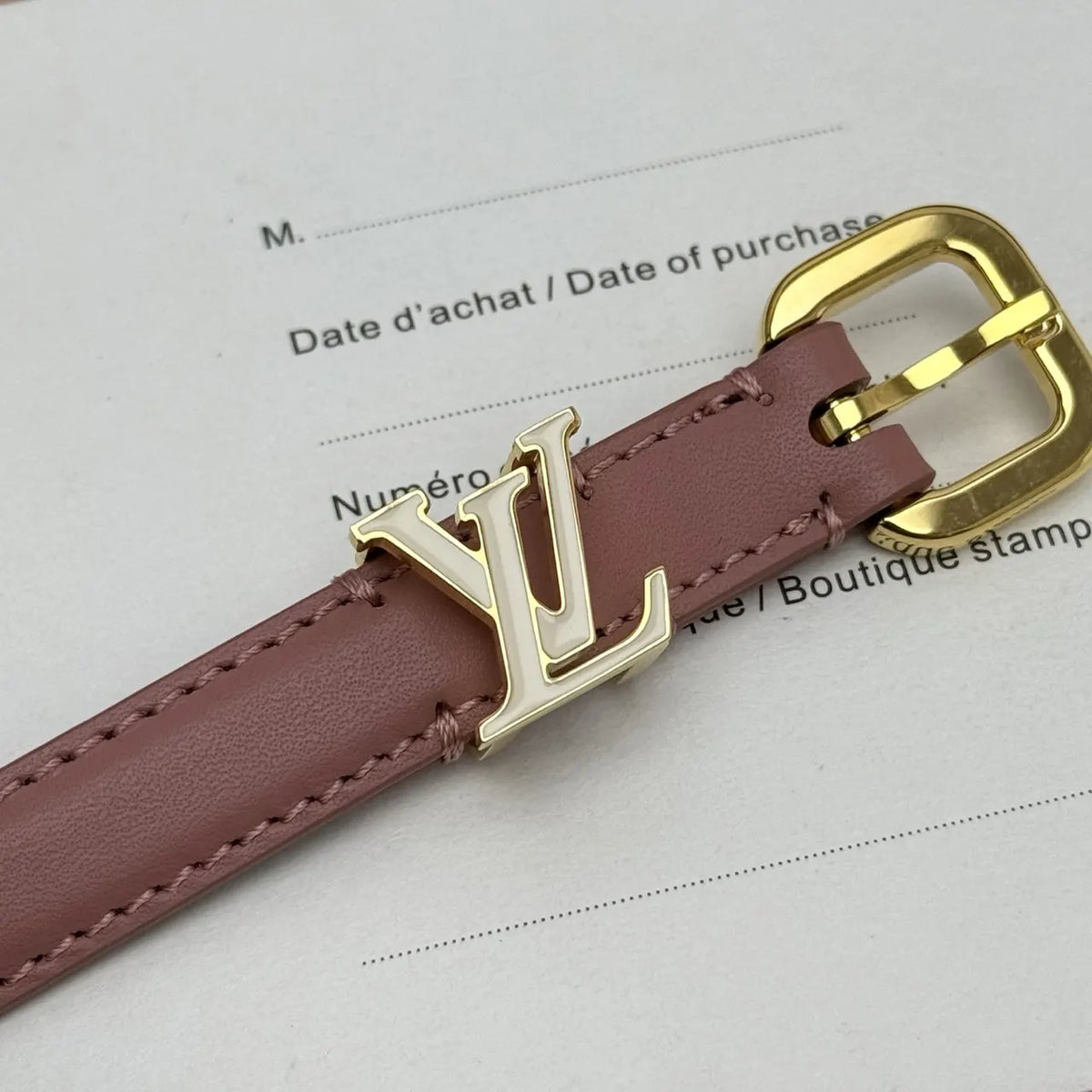 Louis Vuitton Pink Leather Skinny Belt - Hình 5