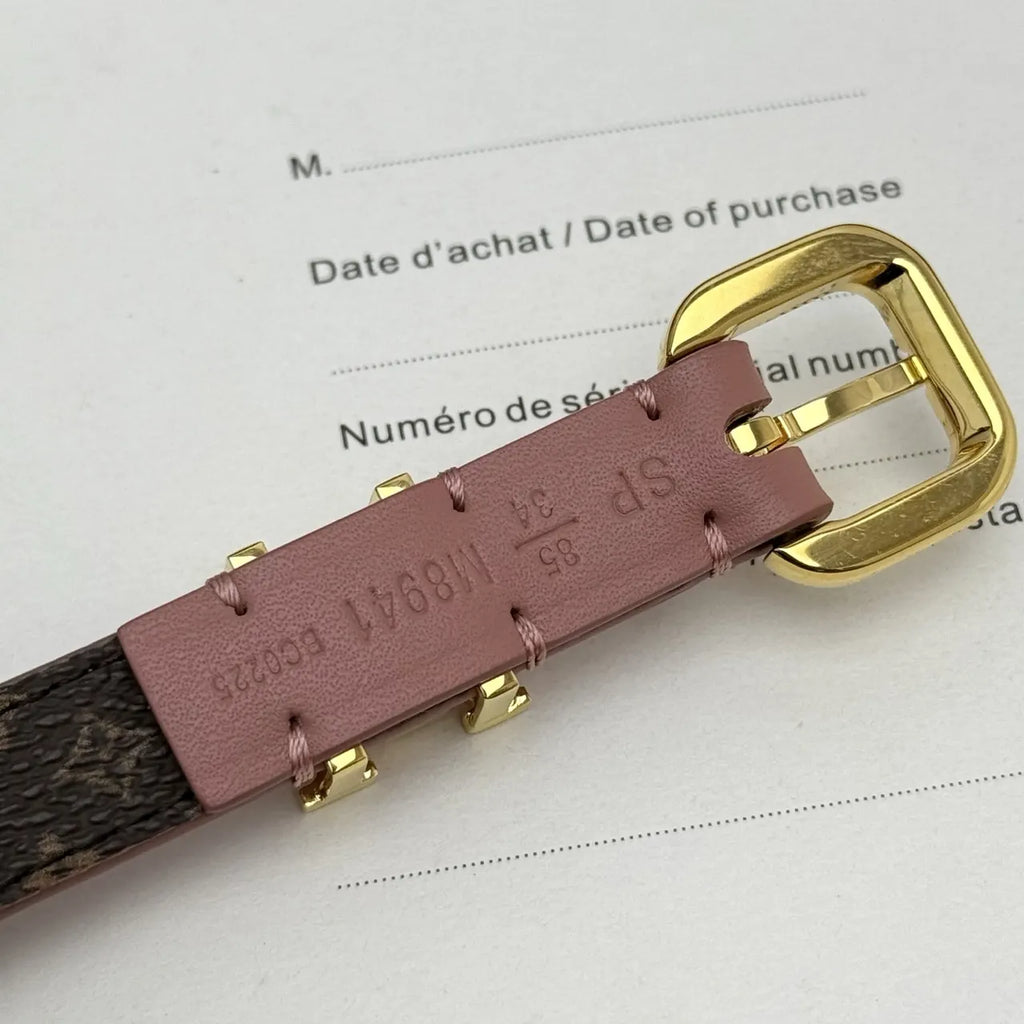 Louis Vuitton Pink Leather Skinny Belt - Hình 6