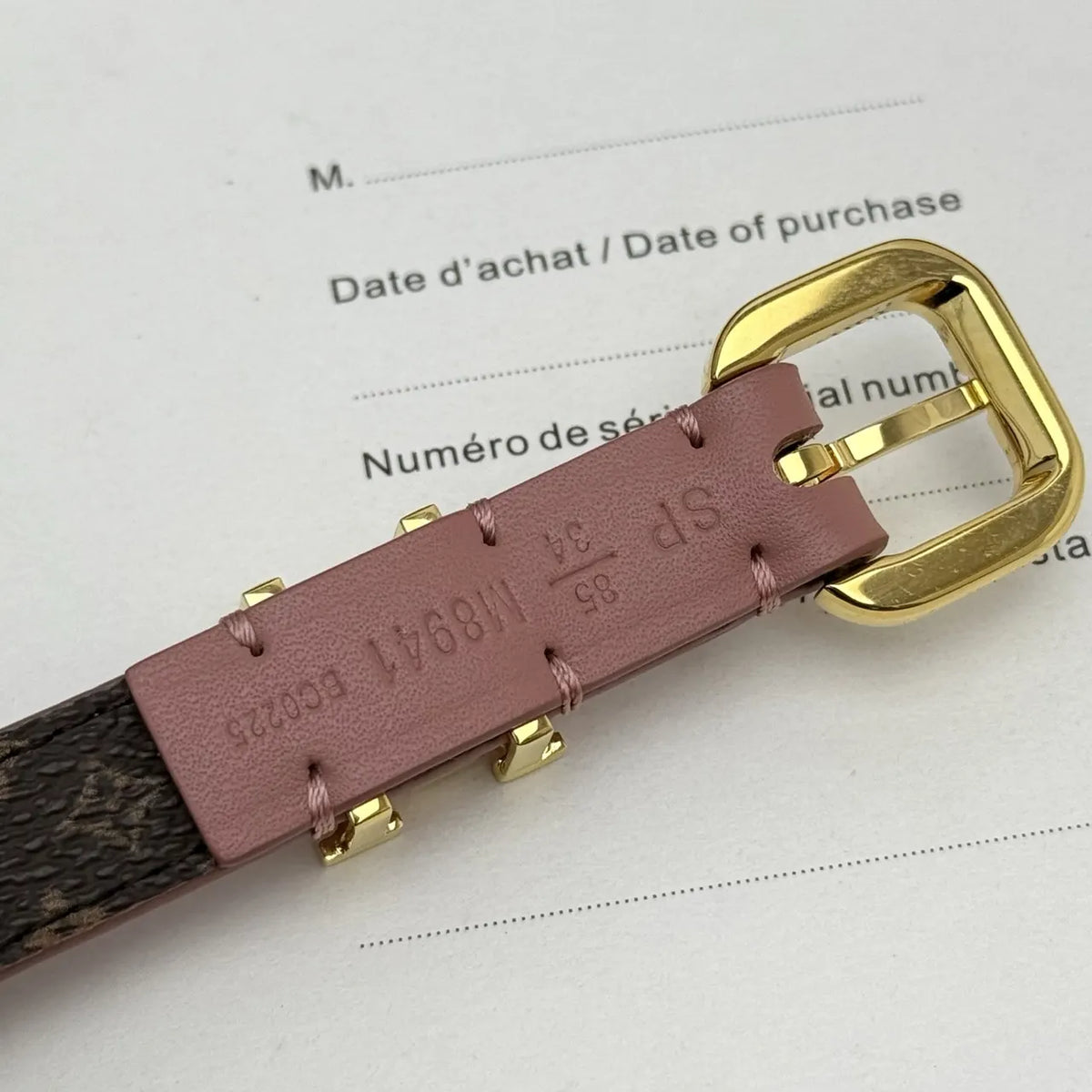 Louis Vuitton Pink Leather Skinny Belt - Hình 6