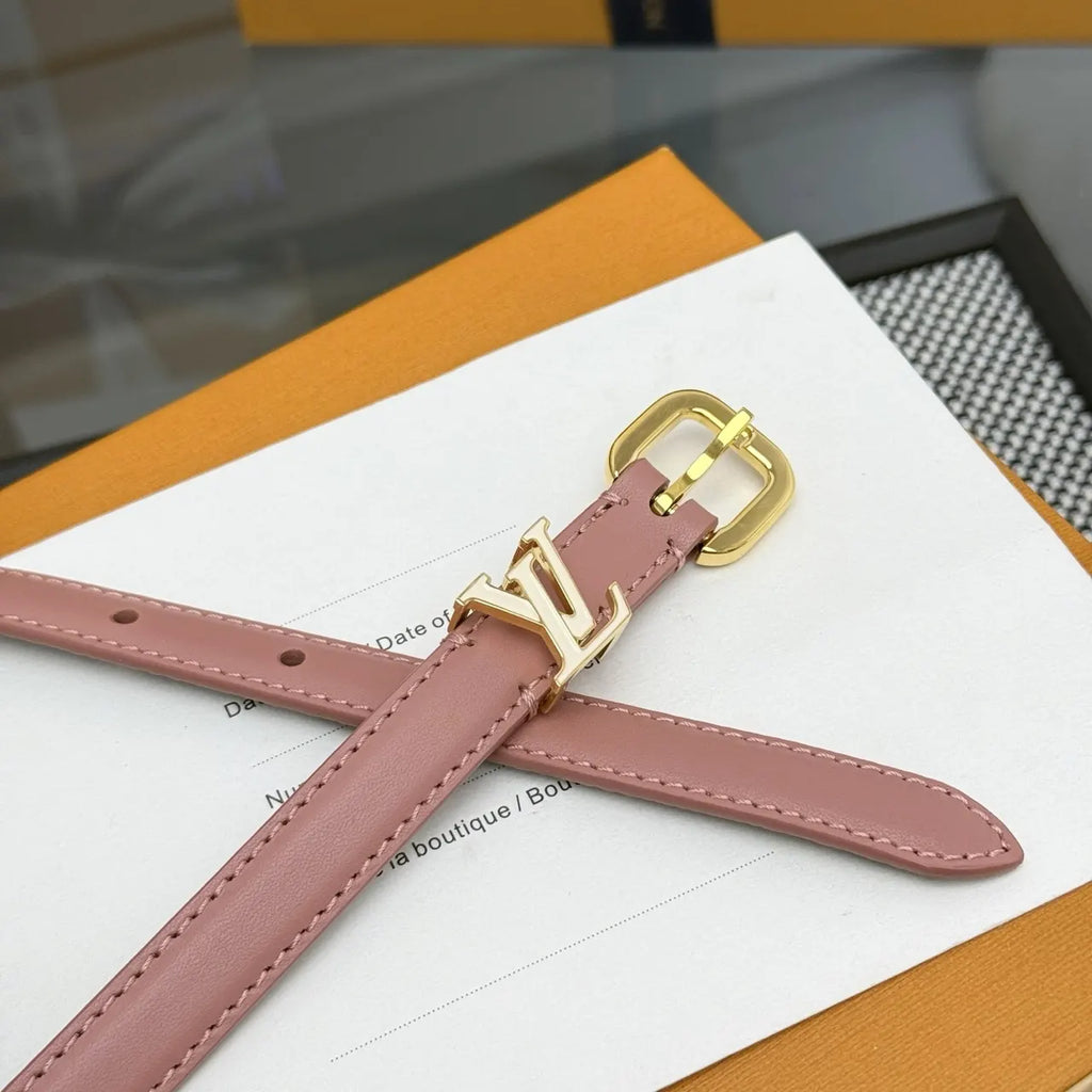 Louis Vuitton Pink Leather Skinny Belt - Hình 7
