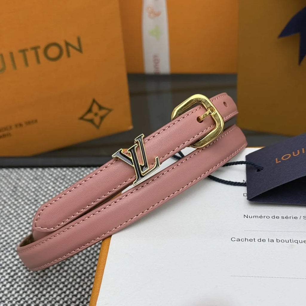 Louis Vuitton Pink Leather Skinny Belt
