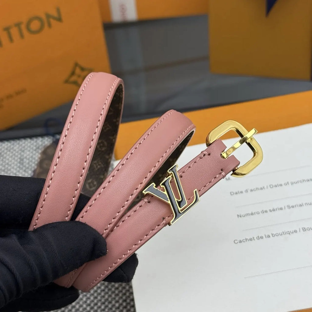 Louis Vuitton Pink Leather Skinny Belt - Hình 3