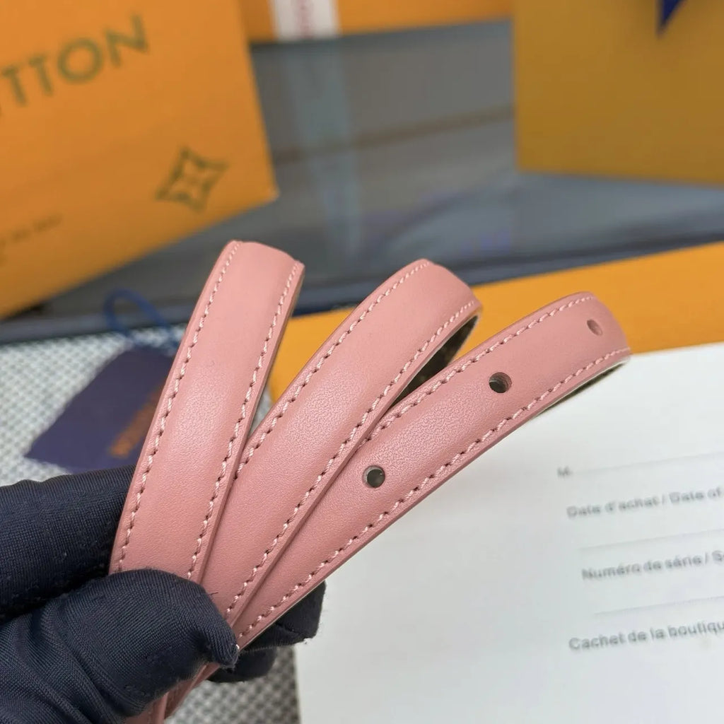 Louis Vuitton Pink Leather Skinny Belt - Hình 4