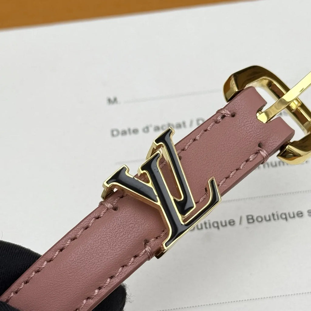 Louis Vuitton Pink Leather Skinny Belt - Hình 5
