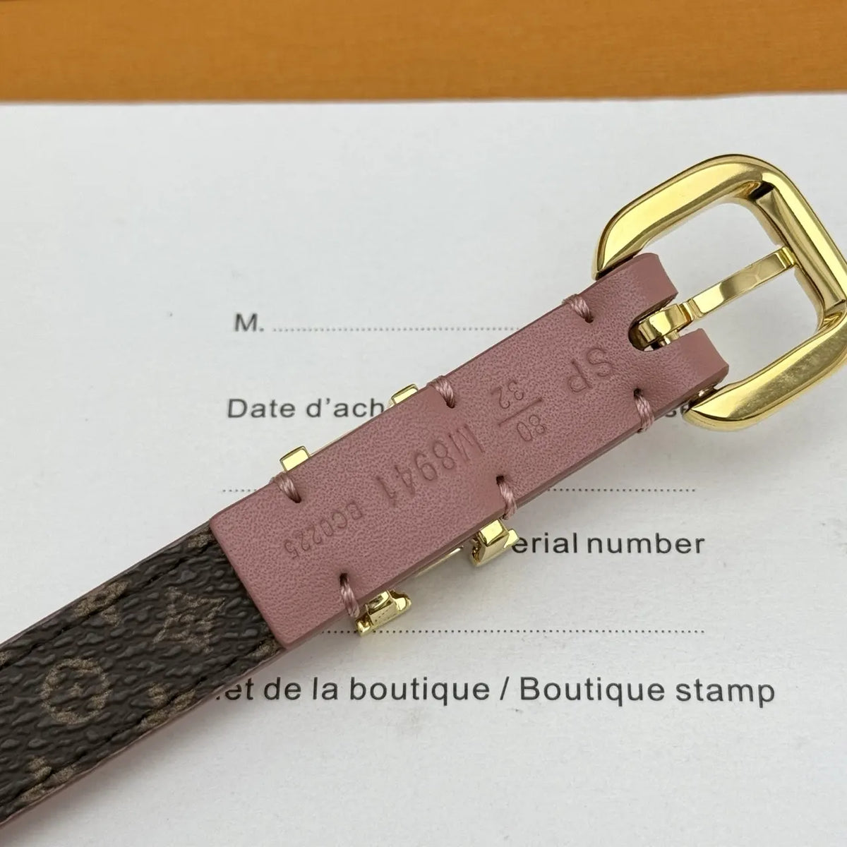 Louis Vuitton Pink Leather Skinny Belt - Hình 6