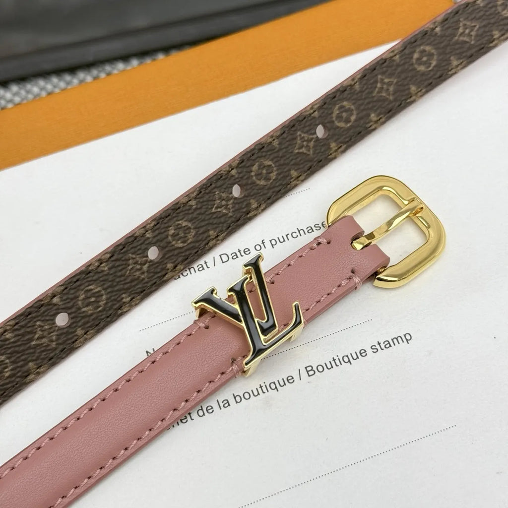 Louis Vuitton Pink Leather Skinny Belt - Hình 8