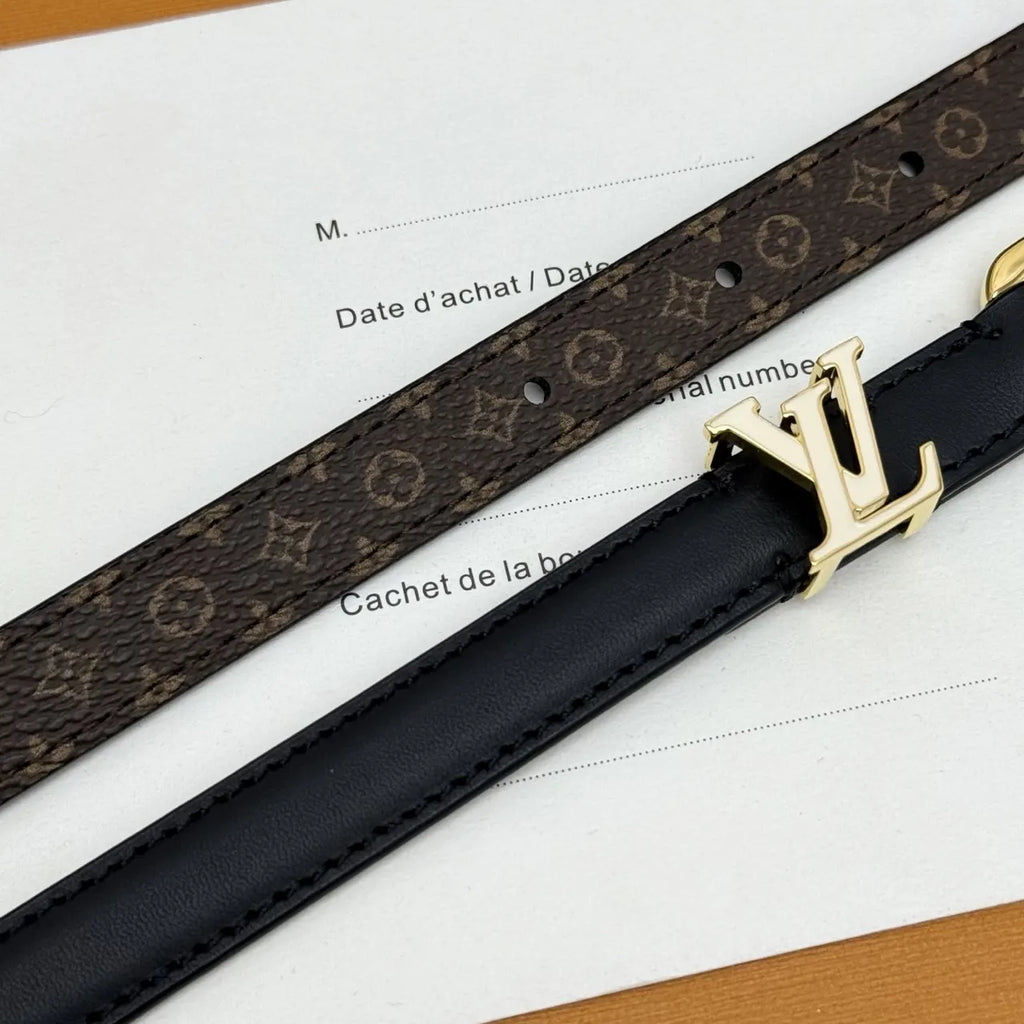 Louis Vuitton Black Leather Skinny Belt - Hình 7