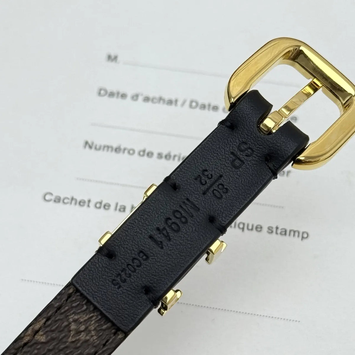 Louis Vuitton Black Leather Skinny Belt - Hình 9