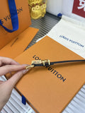 gold Louis Vuitton Skinny Black Leather Belt
