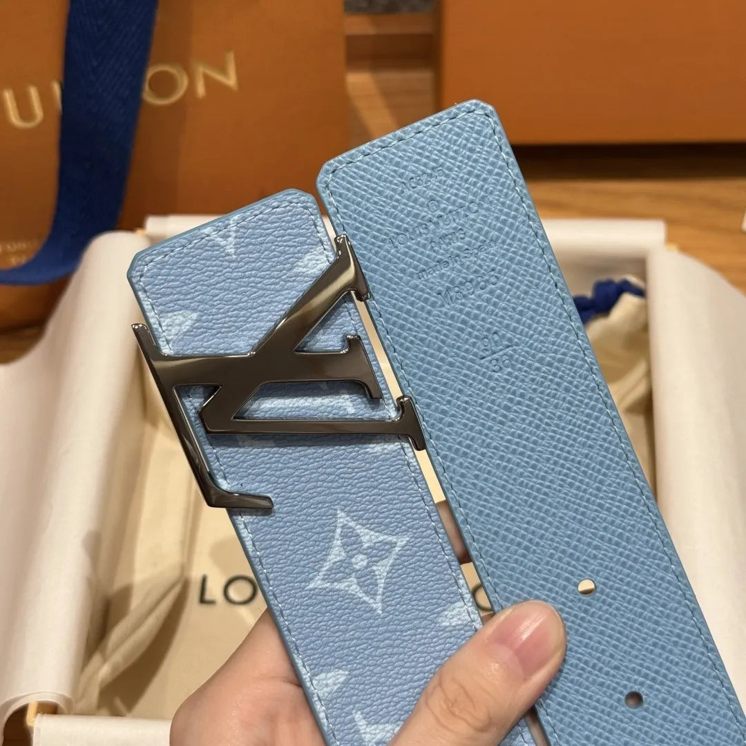 Louis Vuitton Pastel Blue Monogram Belt - Hình 7