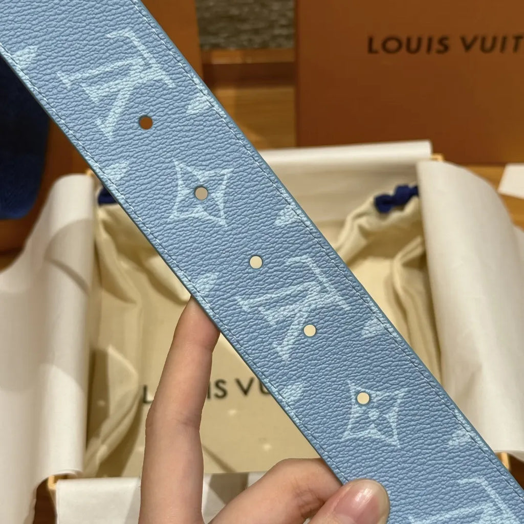 Louis Vuitton Pastel Blue Monogram Belt - Hình 7