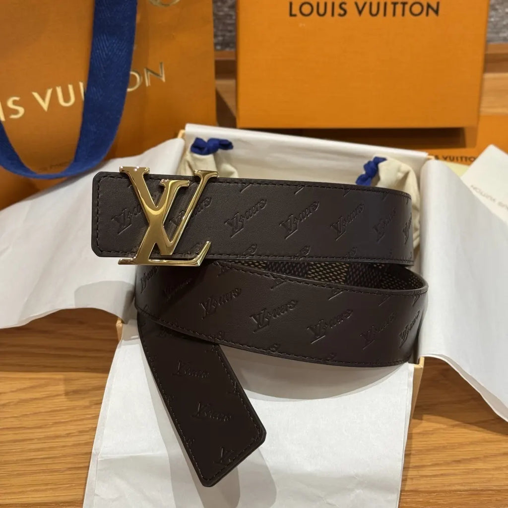 Louis Vuitton Dark Brown Embossed Belt