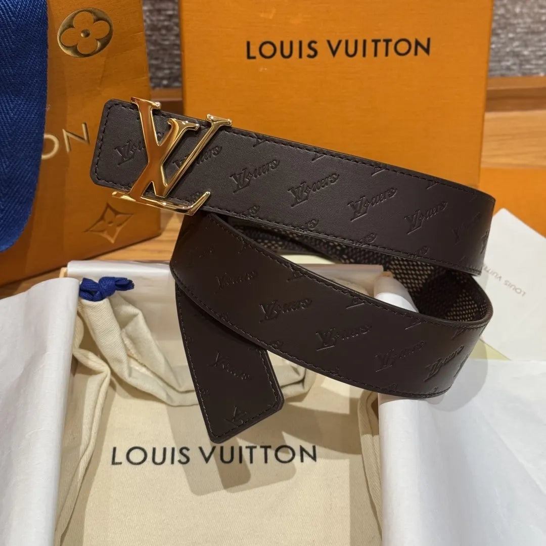Louis Vuitton Dark Brown Embossed Belt - Hình 2