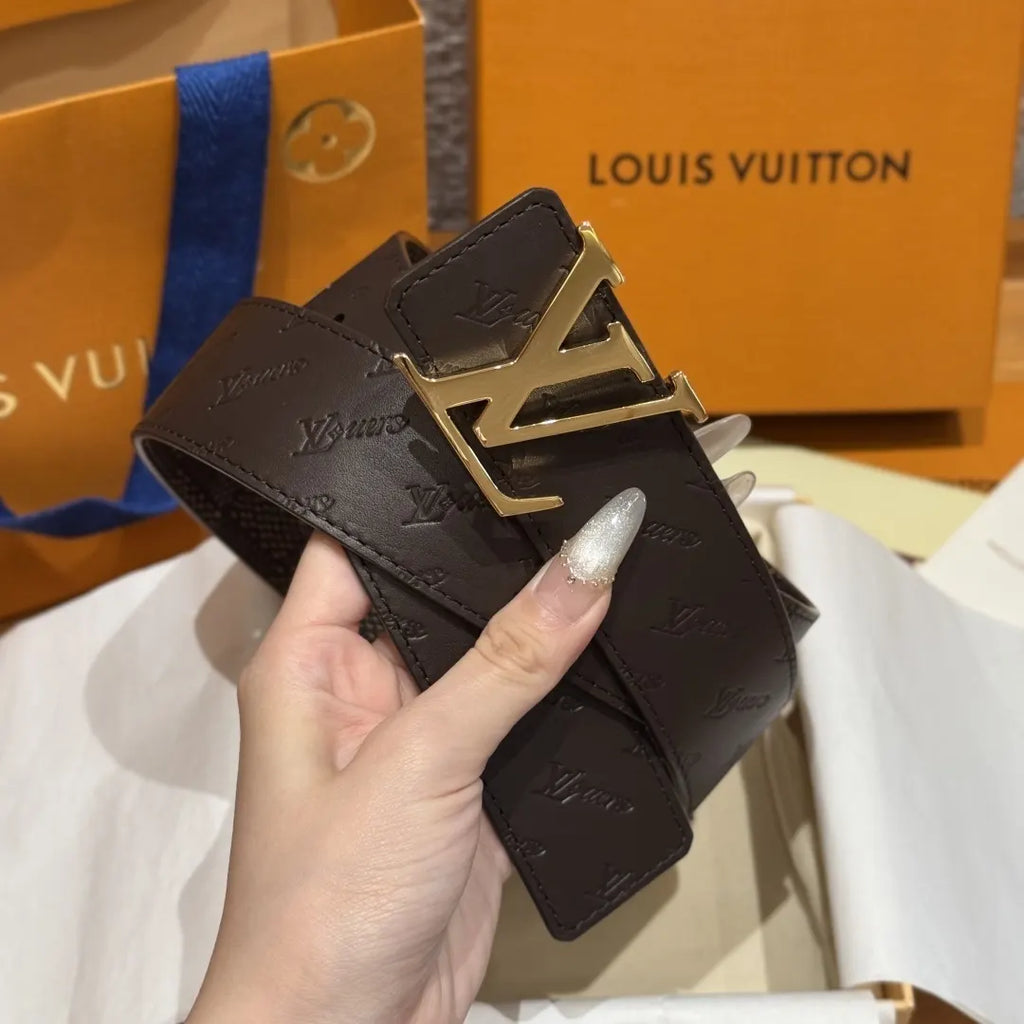 Louis Vuitton Dark Brown Embossed Belt - Hình 3