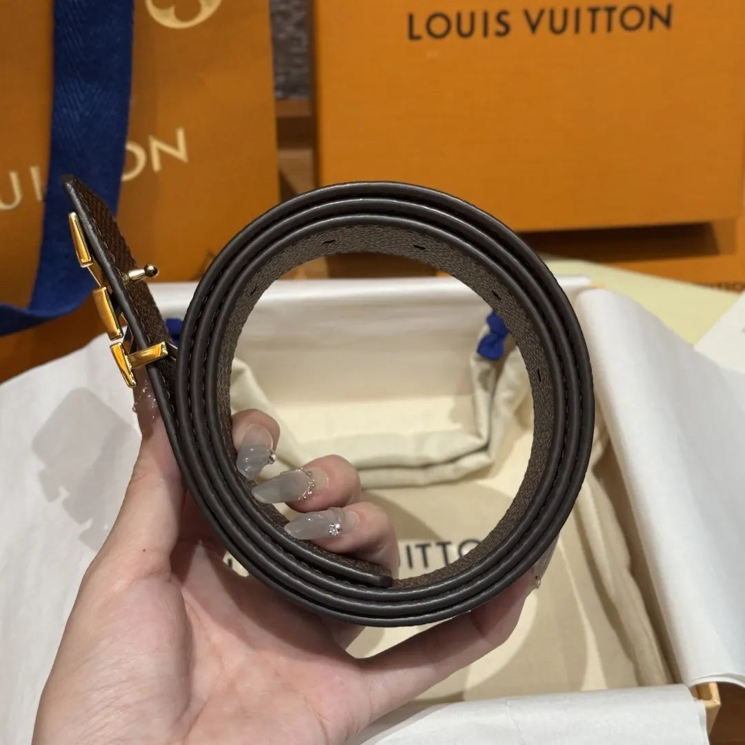 Louis Vuitton Dark Brown Embossed Belt - Hình 4
