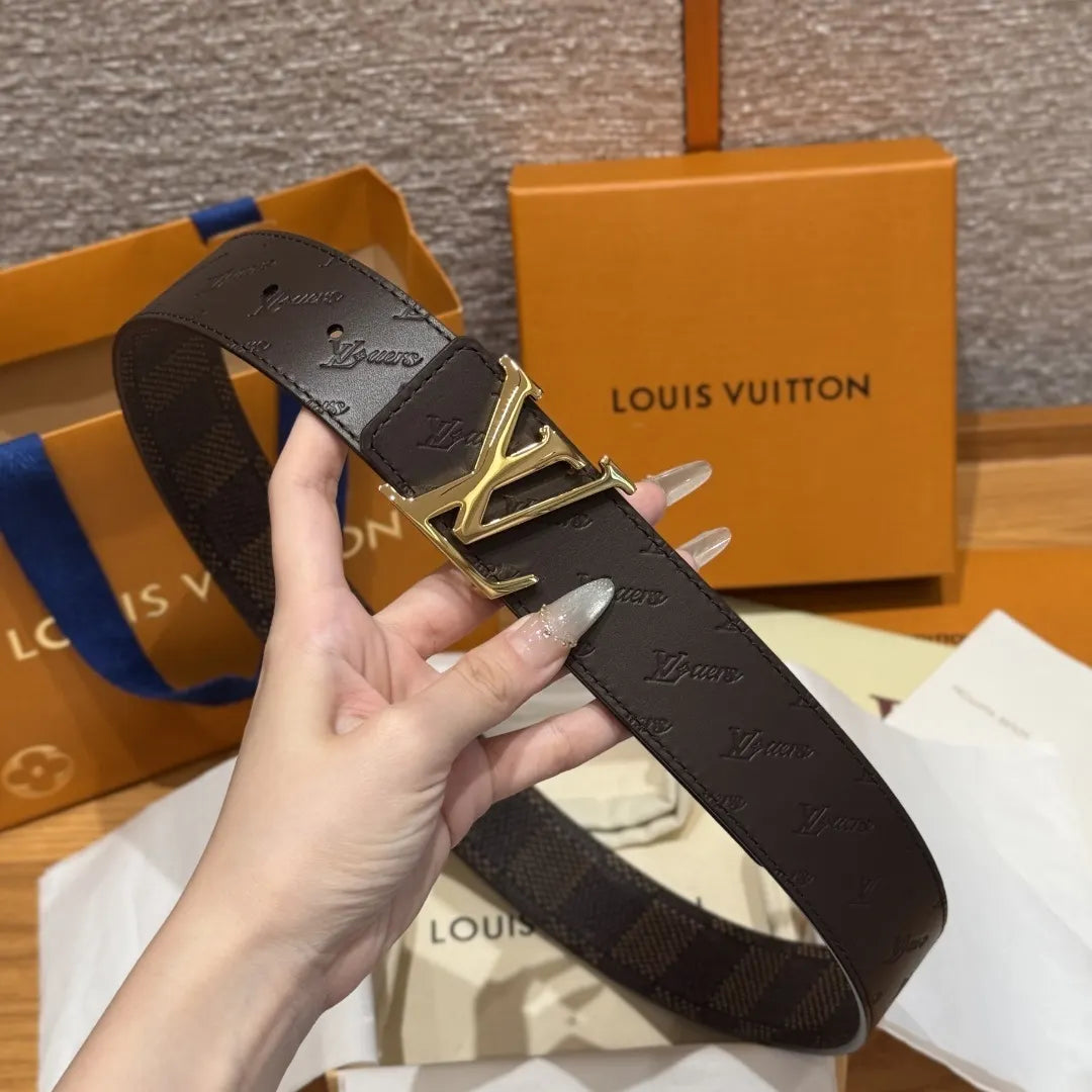 Louis Vuitton Dark Brown Embossed Belt - Hình 5