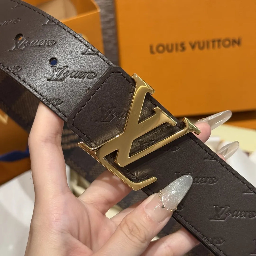 Louis Vuitton Dark Brown Embossed Belt - Hình 6