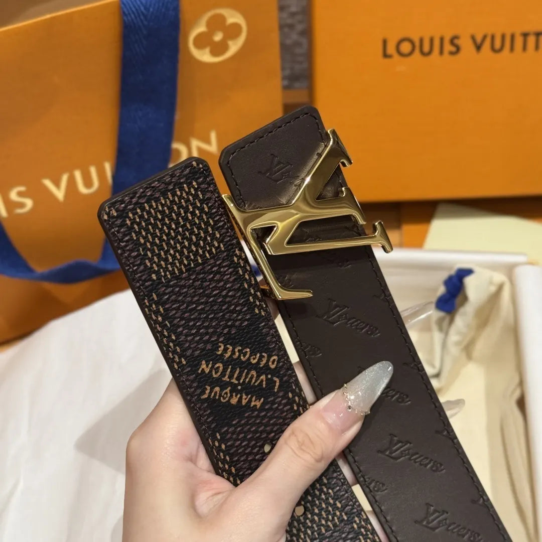 Louis Vuitton Dark Brown Embossed Belt - Hình 7