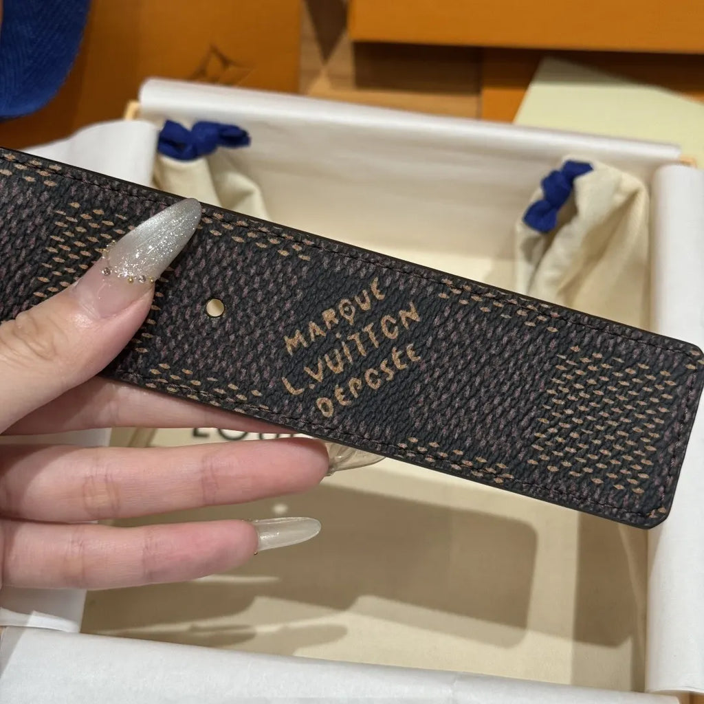 Louis Vuitton Dark Brown Embossed Belt - Hình 8