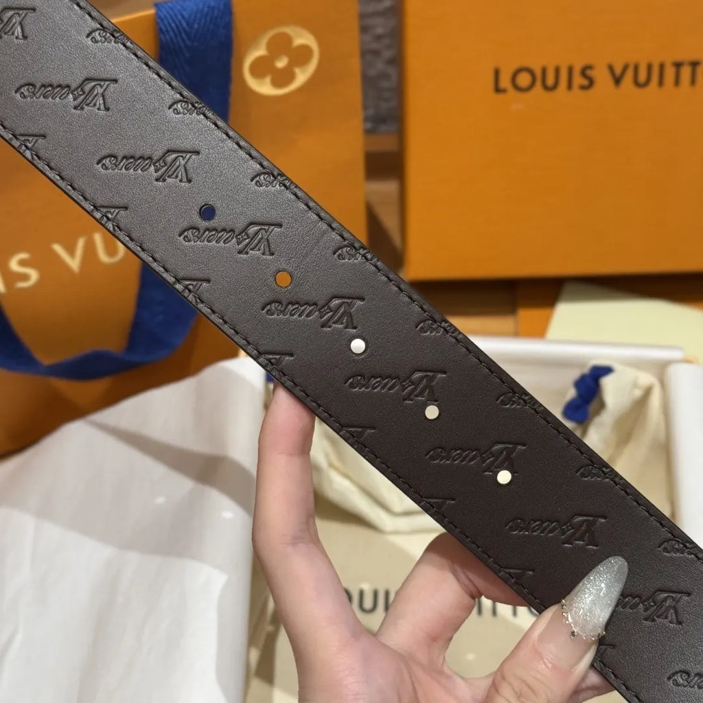 Louis Vuitton Dark Brown Embossed Belt - Hình 9