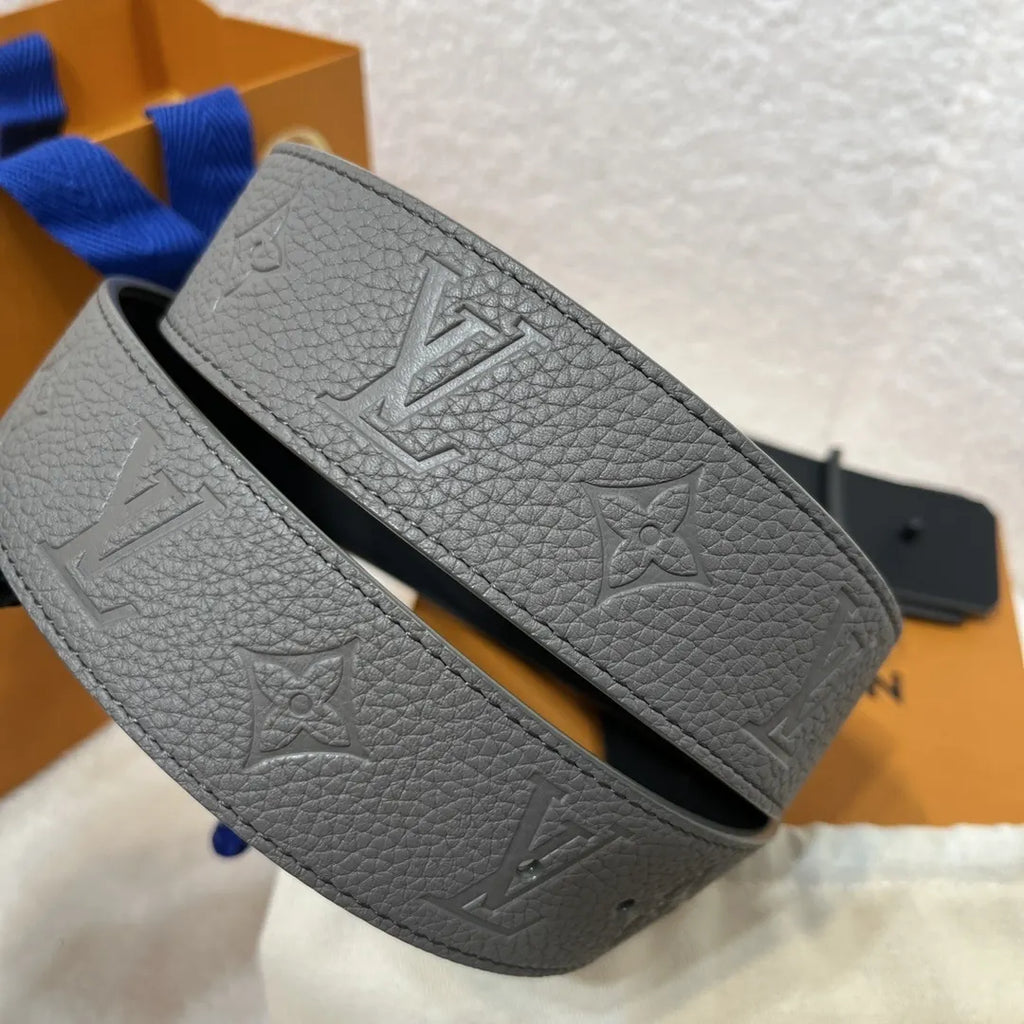 leather Louis Vuitton Dove Gray Belt - Hình 4
