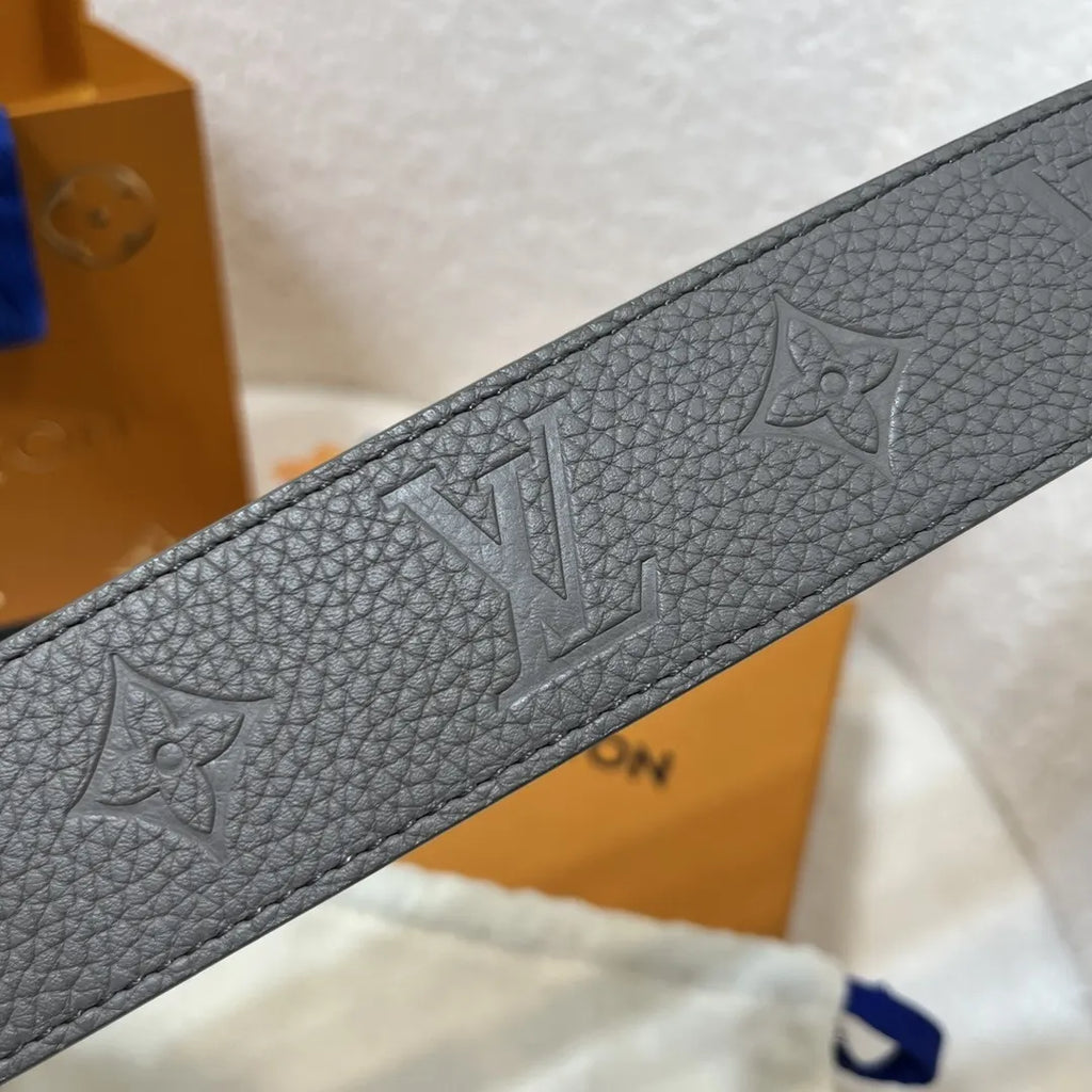 leather Louis Vuitton Dove Gray Belt - Hình 5