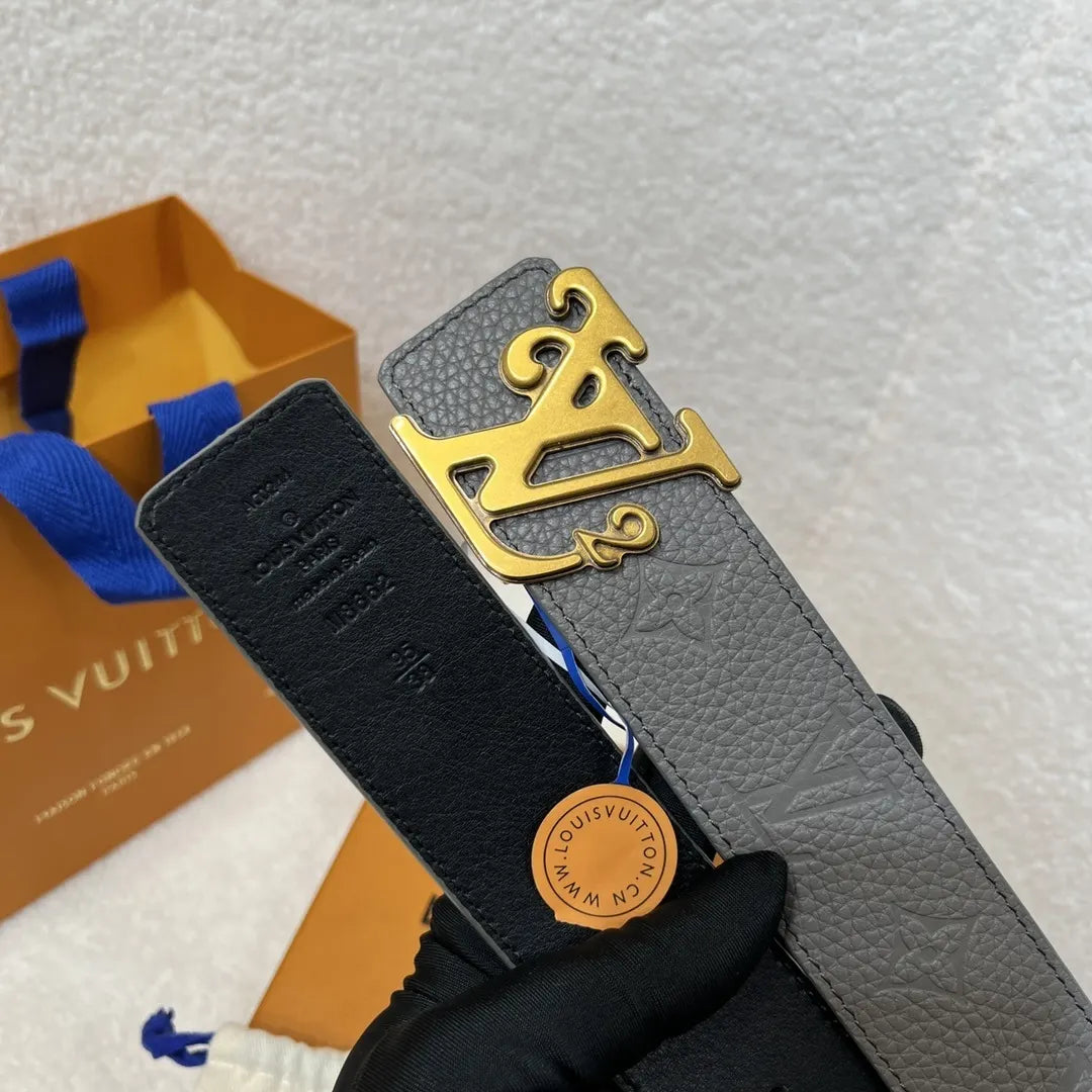 Louis Vuitton Gray Taurillon Belt - Hình 4