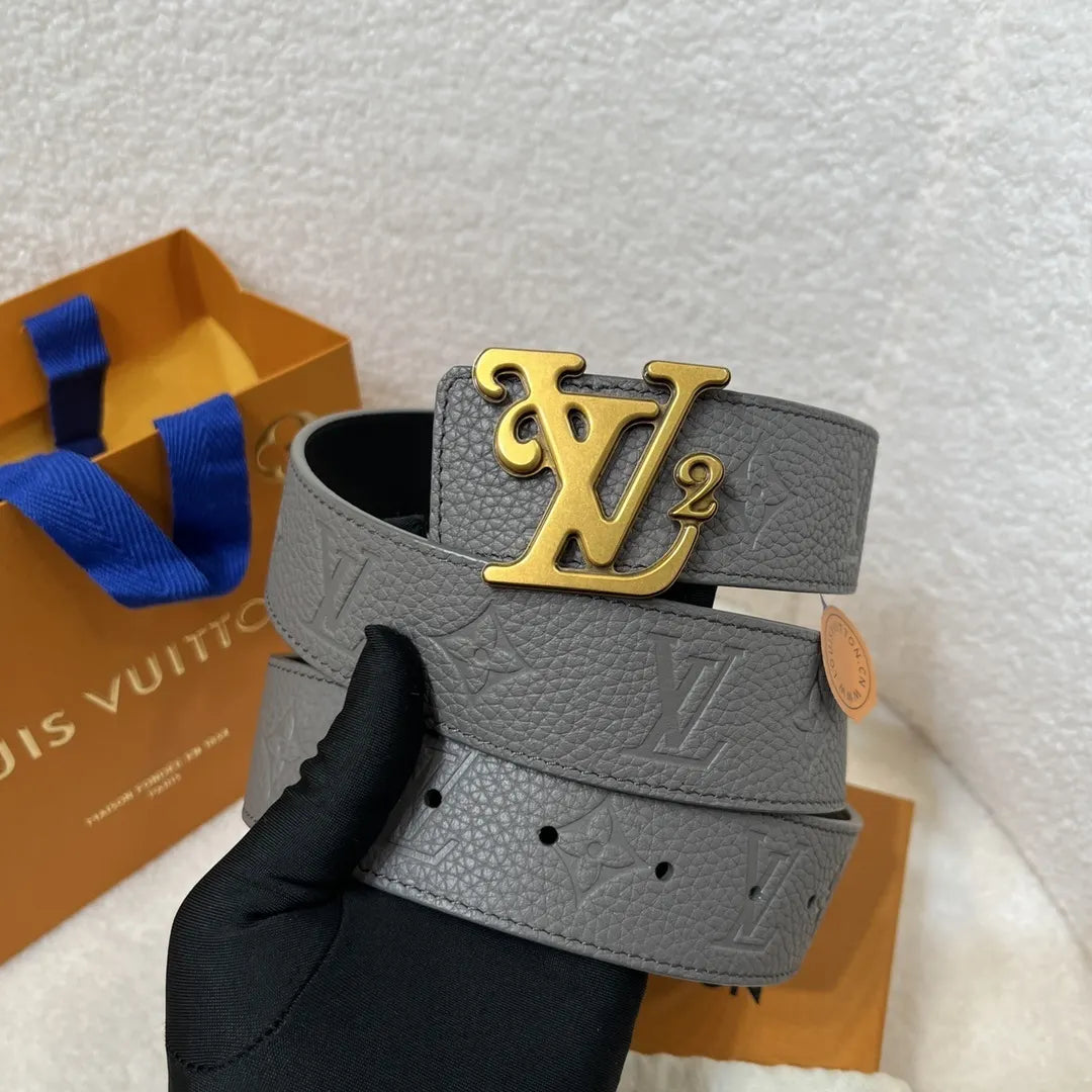 Louis Vuitton Gray Taurillon Belt - Hình 5