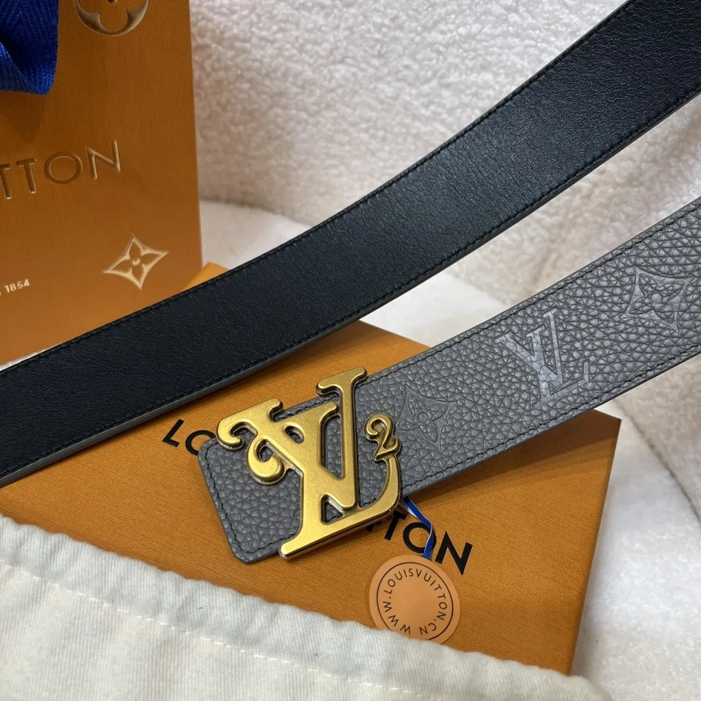 Louis Vuitton Gray Taurillon Belt - Hình 8