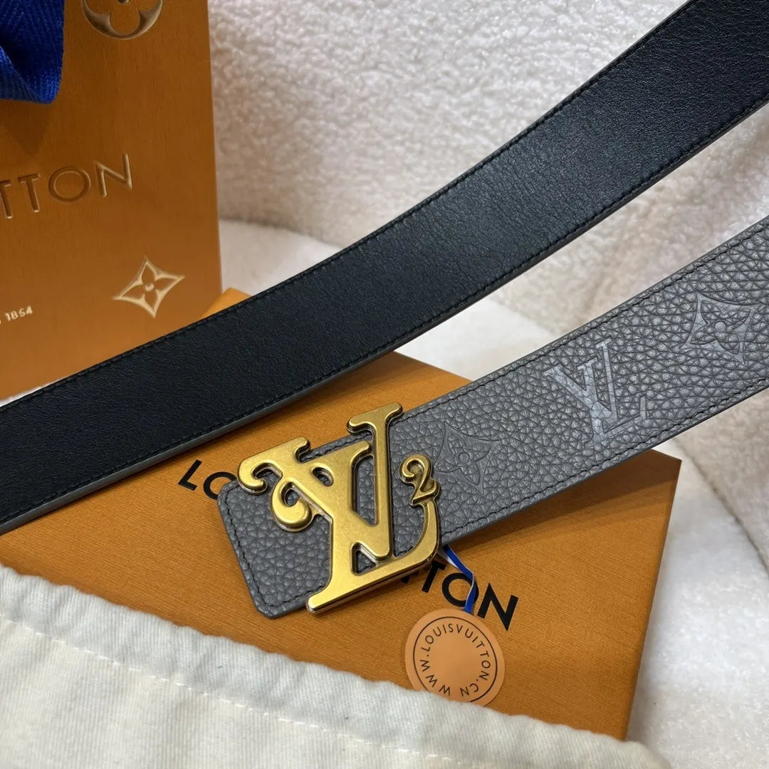 Louis Vuitton Gray Taurillon Belt - Hình 8