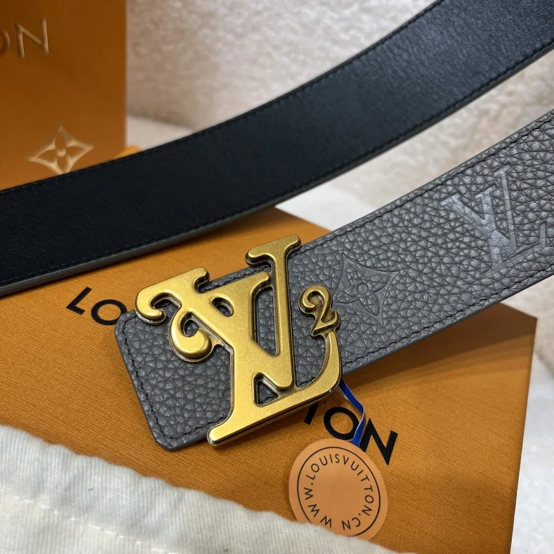 Louis Vuitton Gray Taurillon Belt - Hình 9