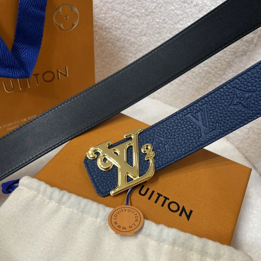 Louis Vuitton Navy Belt Gold