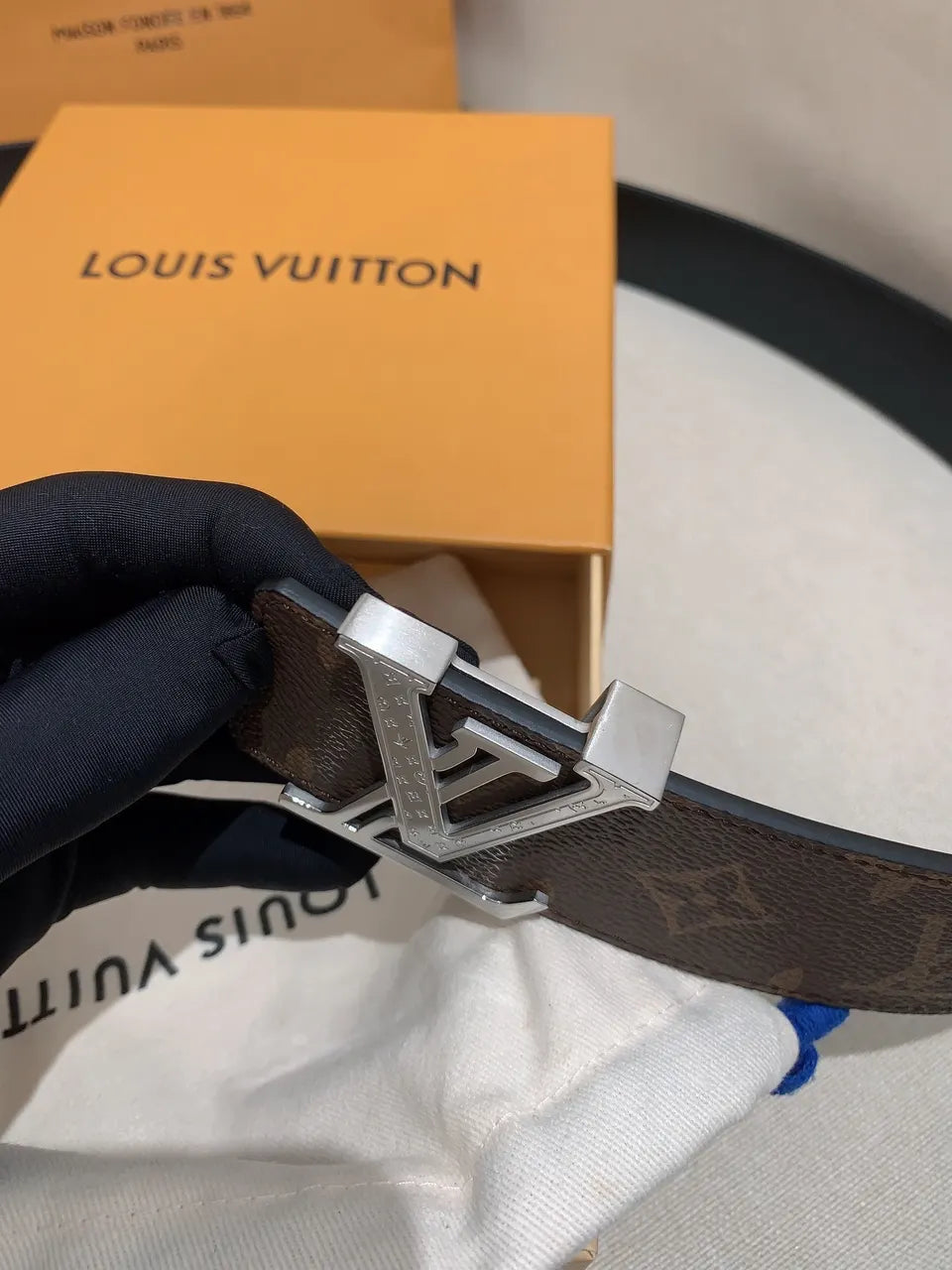 Louis Vuitton Brown Belt Silver - Hình 2