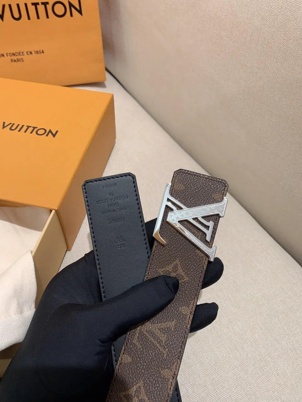 Louis Vuitton Brown Belt Silver - Hình 3