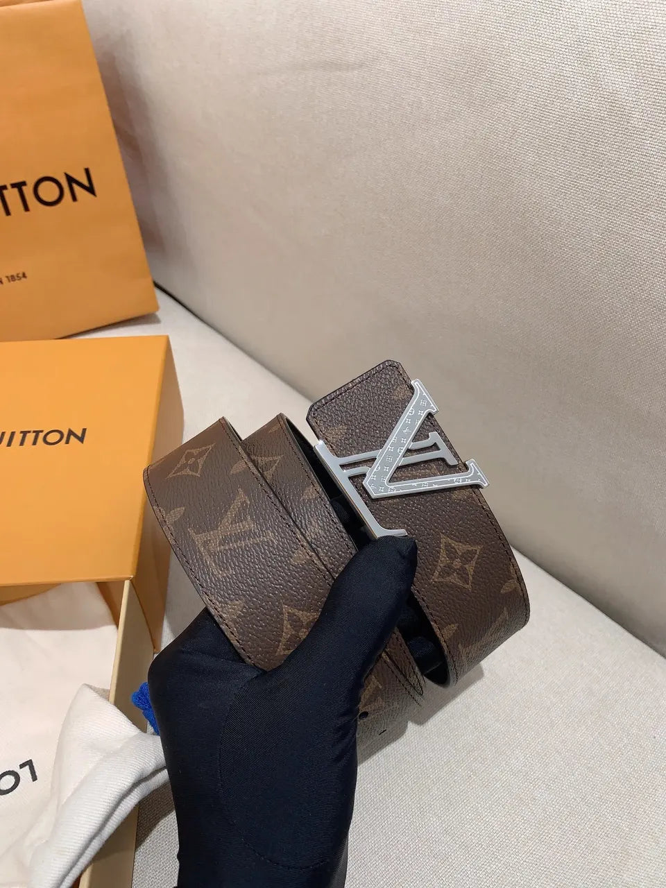 Louis Vuitton Brown Belt Silver - Hình 5
