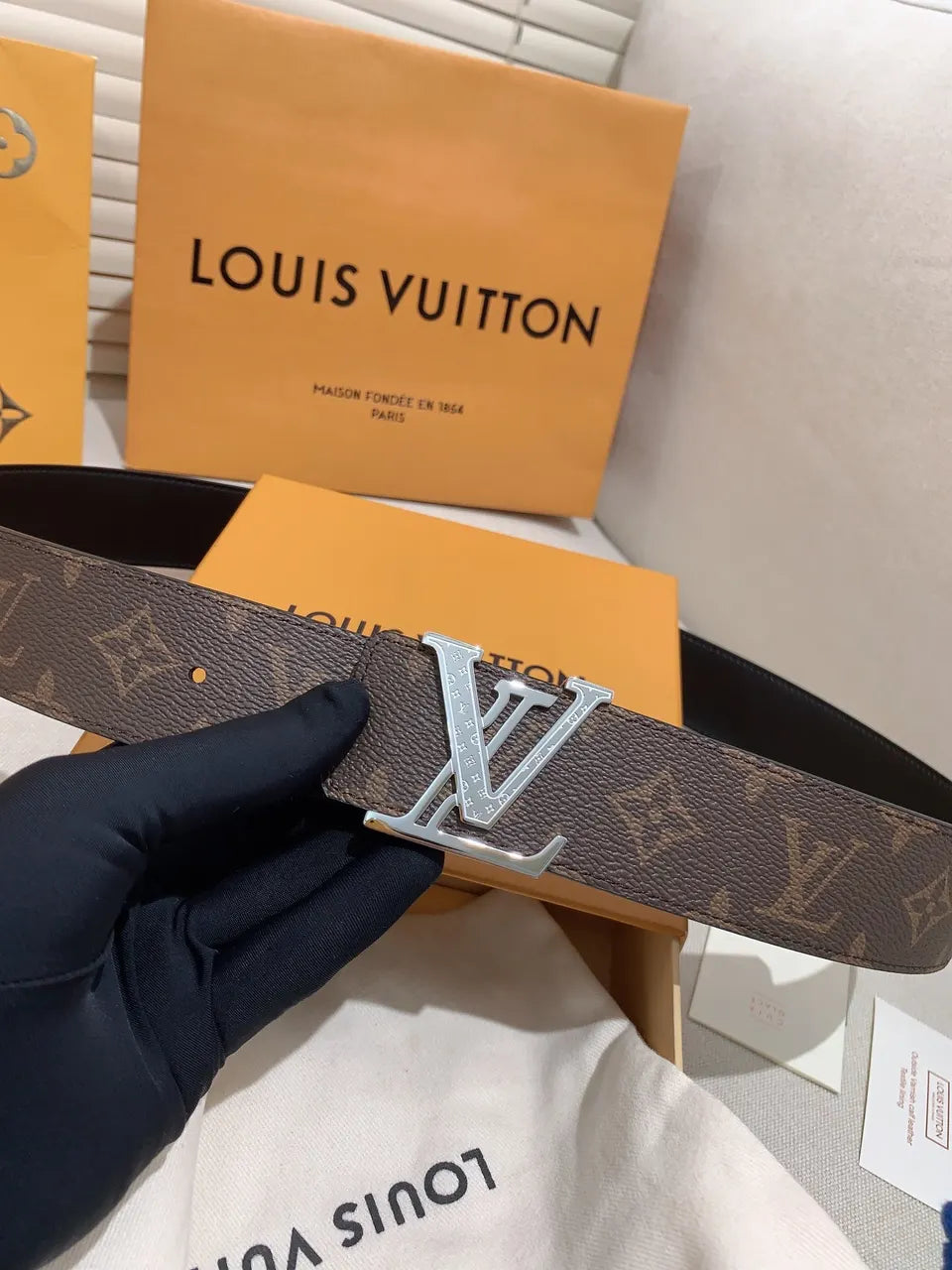 Louis Vuitton Brown Belt Silver - Hình 7