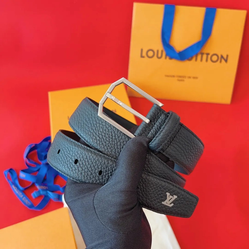 LV Black Taurillon Leather Belt - Hình 2