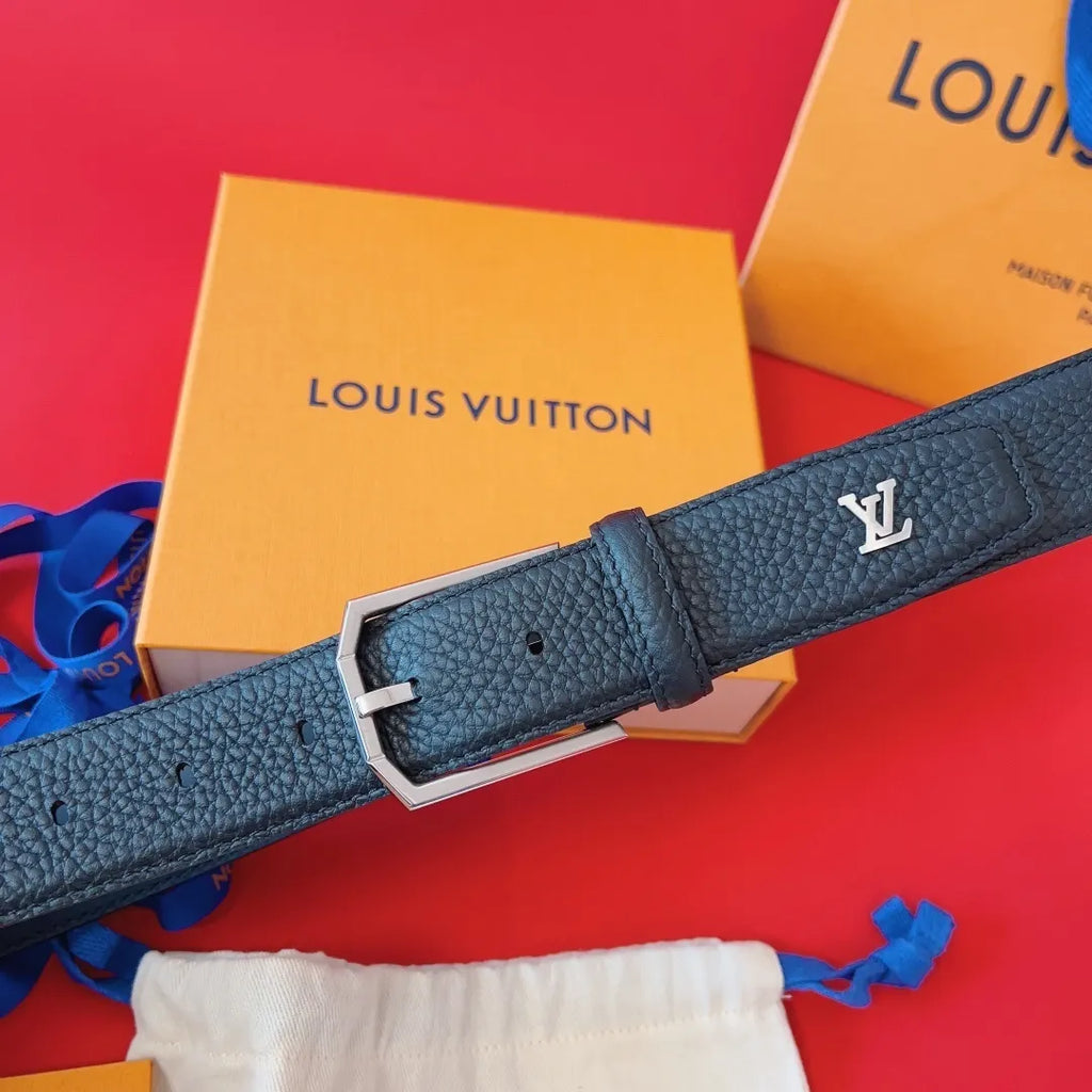 LV Black Taurillon Leather Belt - Hình 3