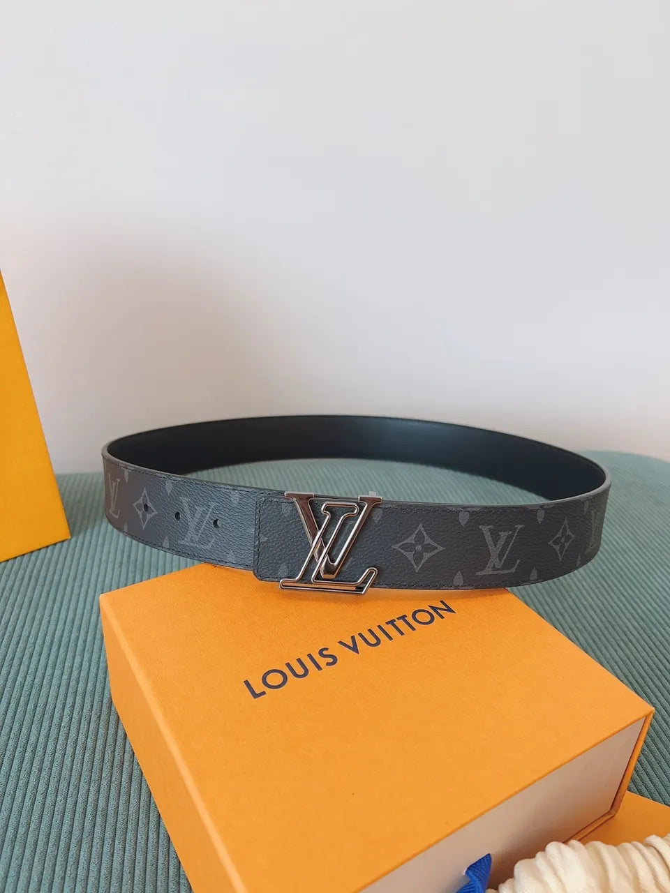 coated Louis Vuitton Black Monogram Belt
