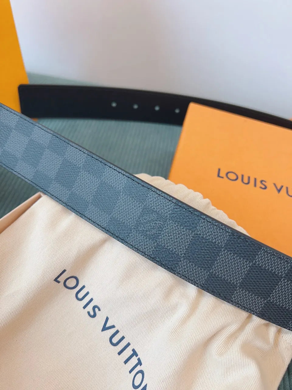Damier Check Belt Silver LV - Hình 4