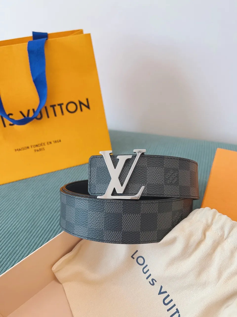 Damier Check Belt Silver LV - Hình 5