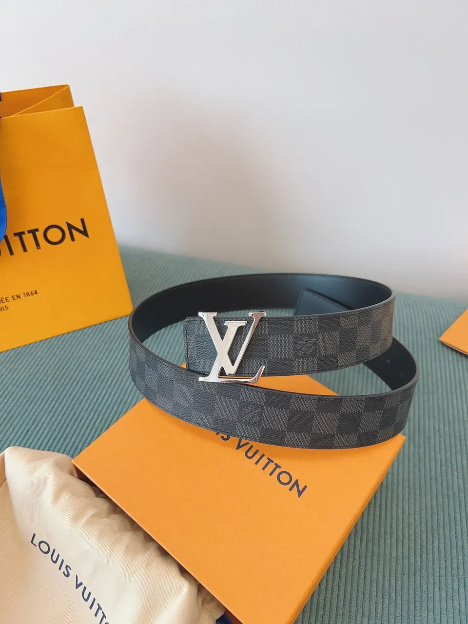 Damier Check Belt Silver LV - Hình 6