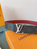 silver Louis Vuitton Grey Monogram Belt