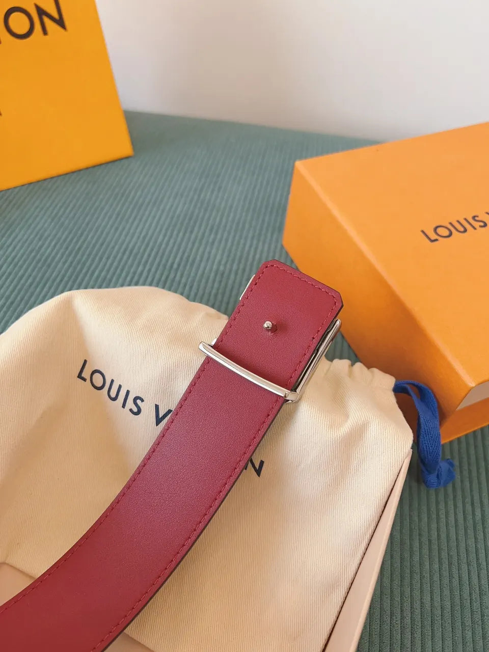 silver Louis Vuitton Grey Monogram Belt - Hình 6