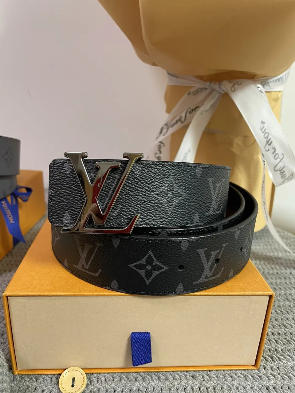 gold Louis Vuitton Monogram Canvas Belt - Hình 2
