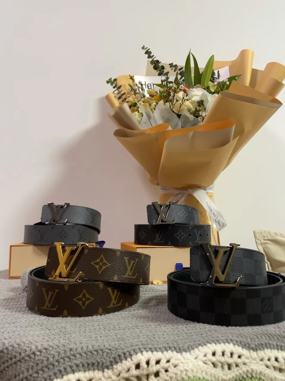gold Louis Vuitton Monogram Canvas Belt - Hình 5