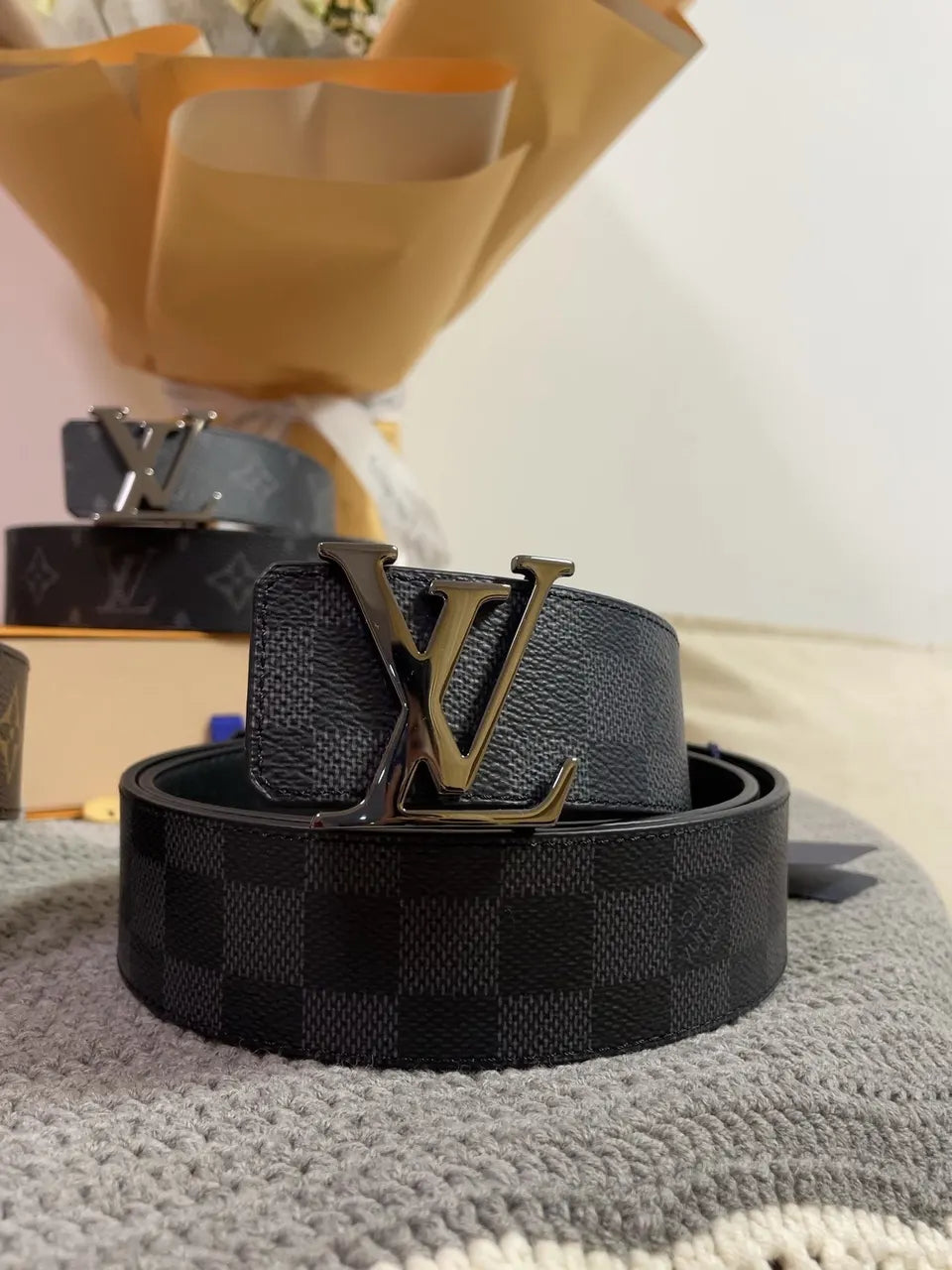 gold Louis Vuitton Monogram Canvas Belt - Hình 6
